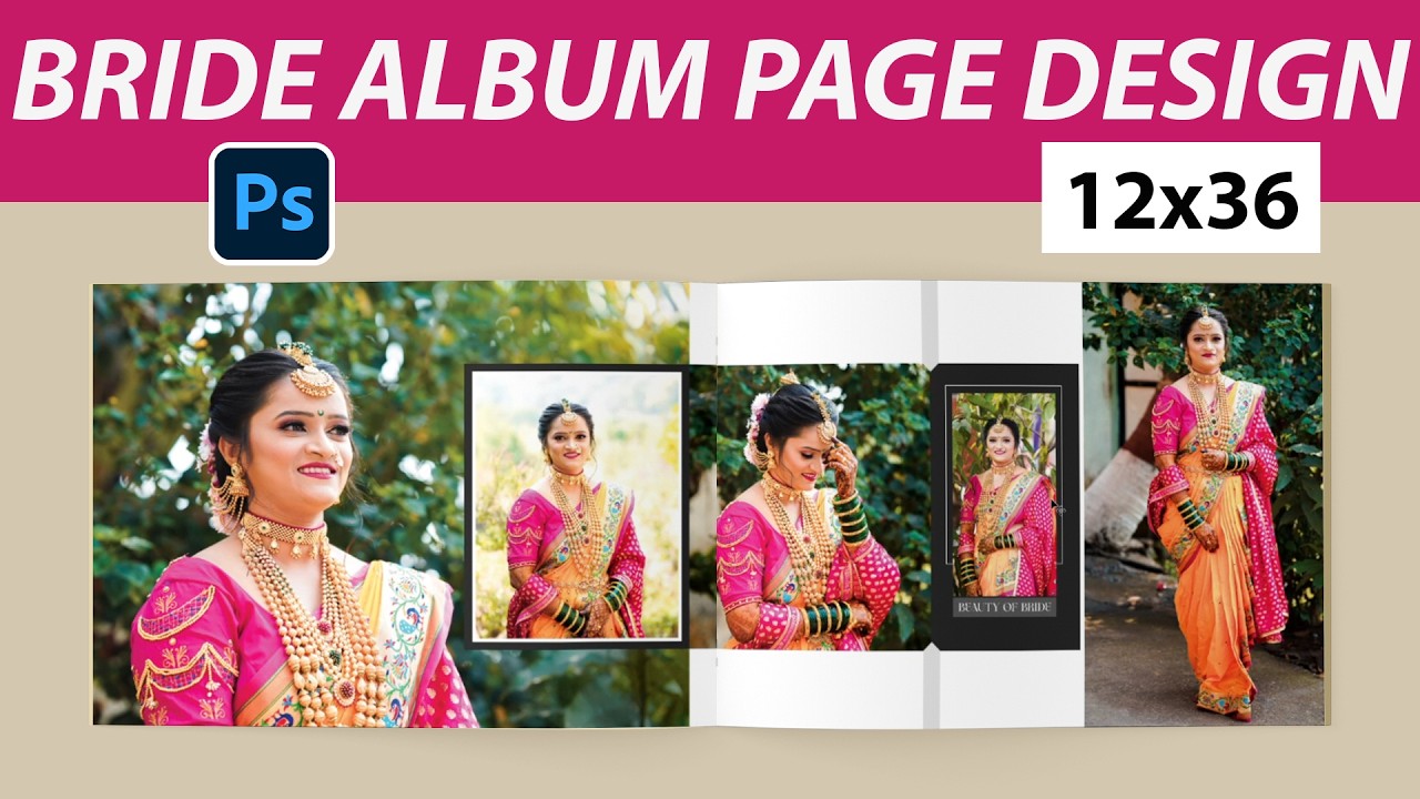 Modern Beautiful Bride Portrait Album Page Design in Photoshop