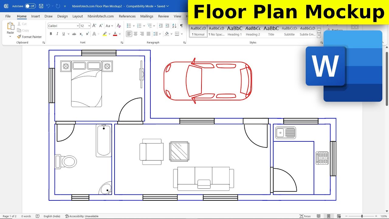 MS Word Floor Plan Trick: Outline Floor Plan Mockup with Symmetrical Walls