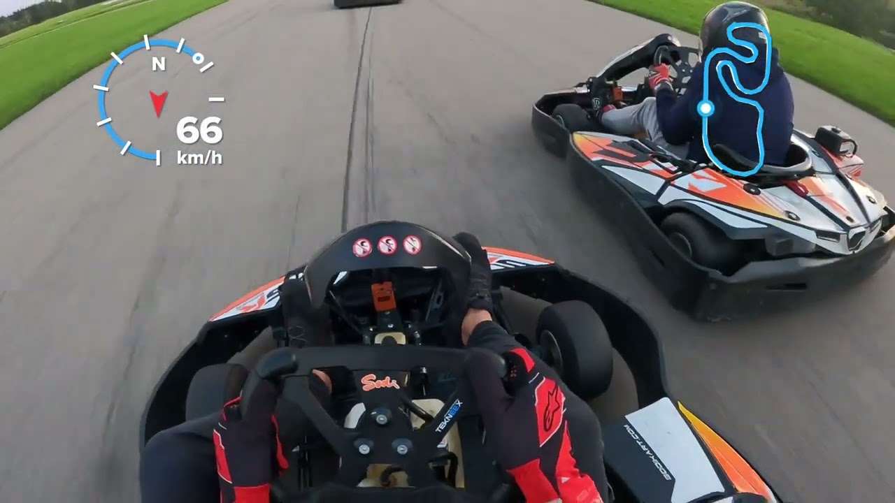 Sodi SR rental kart amateur race- tight finish. 