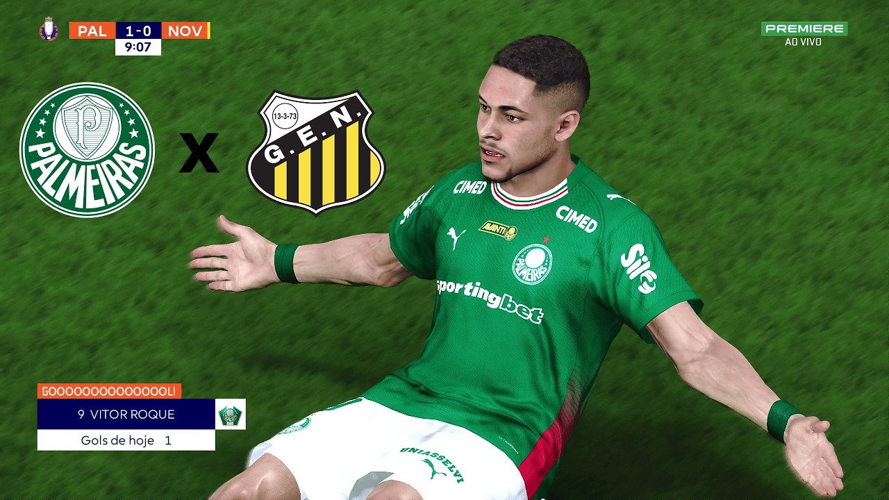 Palmeiras x Novorizontino simulação pes bmpes 2026 gameplay realista