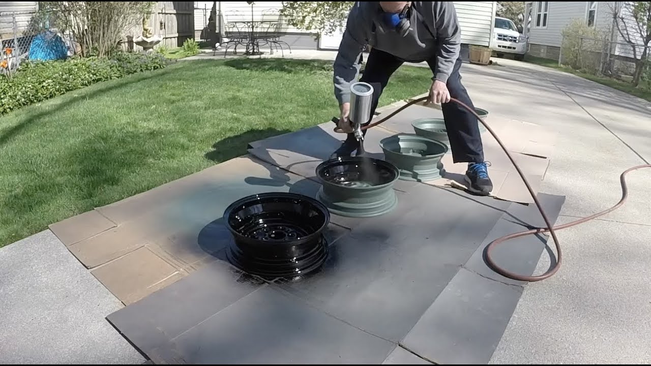 1966 Ford Galaxie 500 convertible restoration part 196 painting the wheels