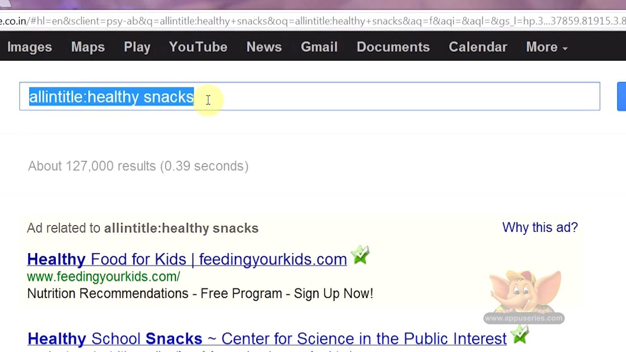 Google Search Tip 11 - Searching only within Website Titles