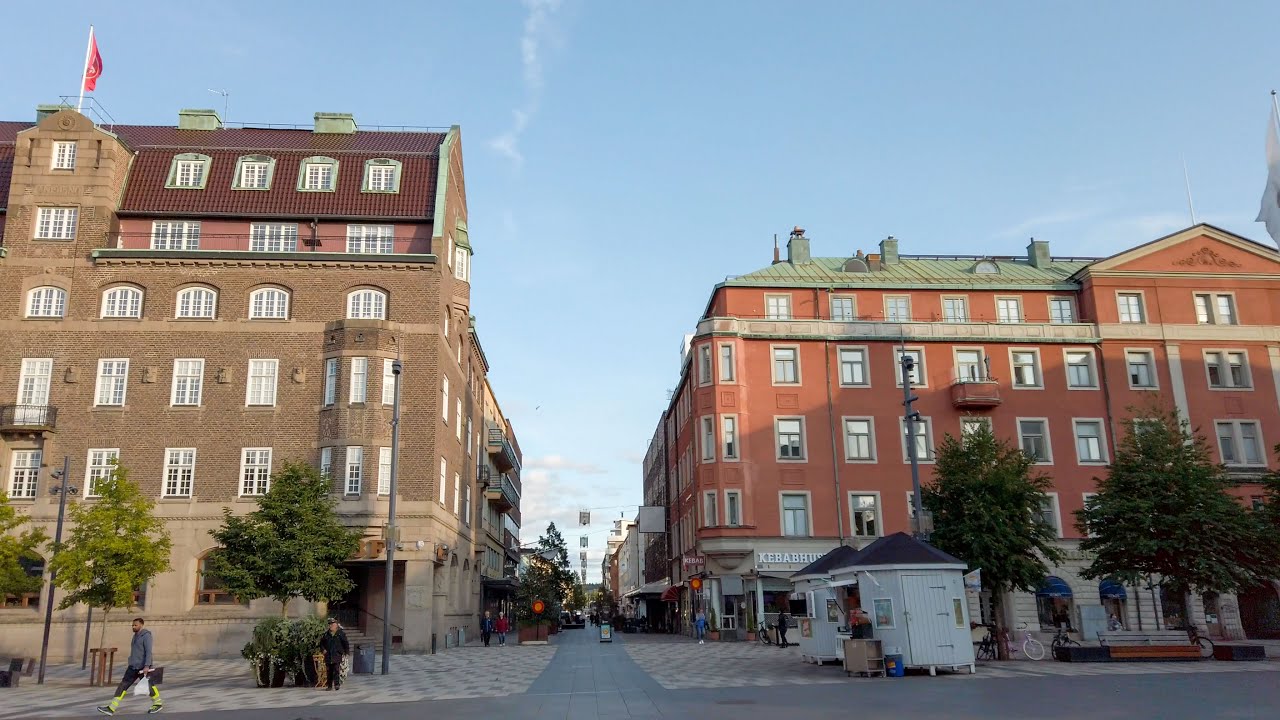 Walking around in Eskilstuna, Sweden - Virtual walk in Eskilstuna city (Street sounds, 4K 60fps)
