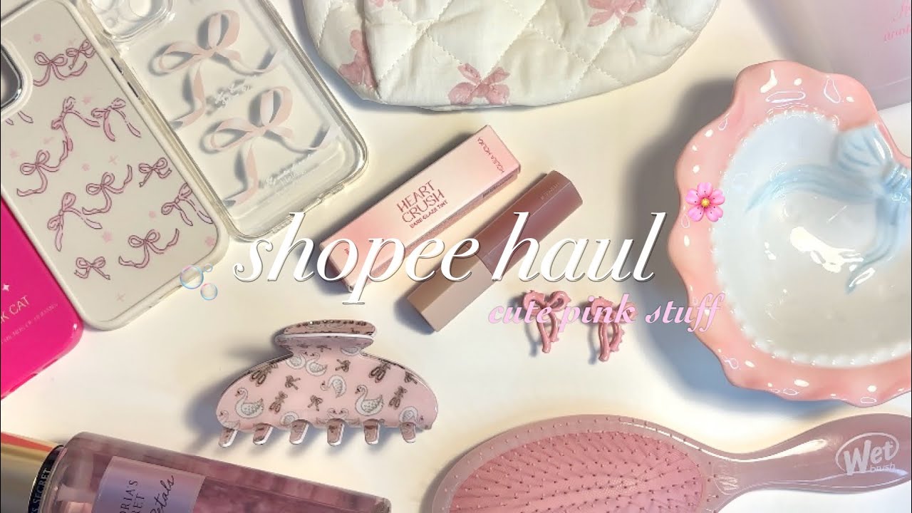 SHOPEE HAUL🎀🩰🌸 | aesthetic pink stuff, cute accessories, phone case, selfcare product, etc