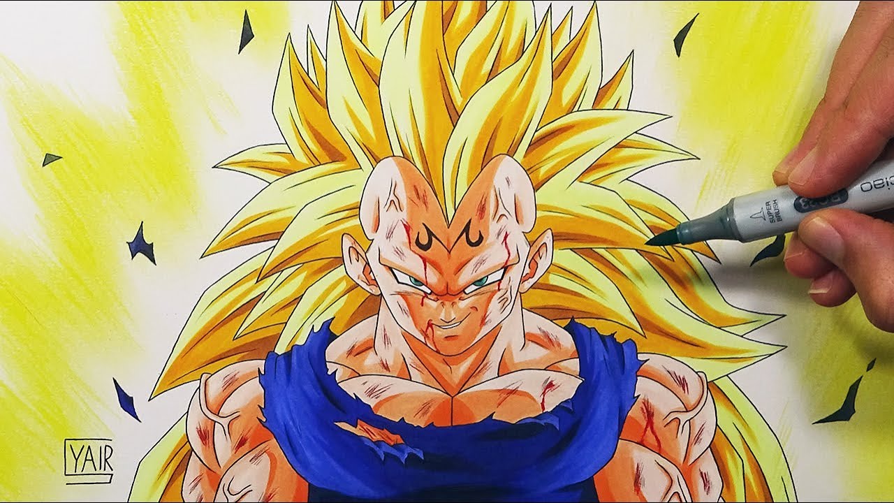 How To Draw Majin Vegeta Super Saiyan 3 - Step By Step Tutorial