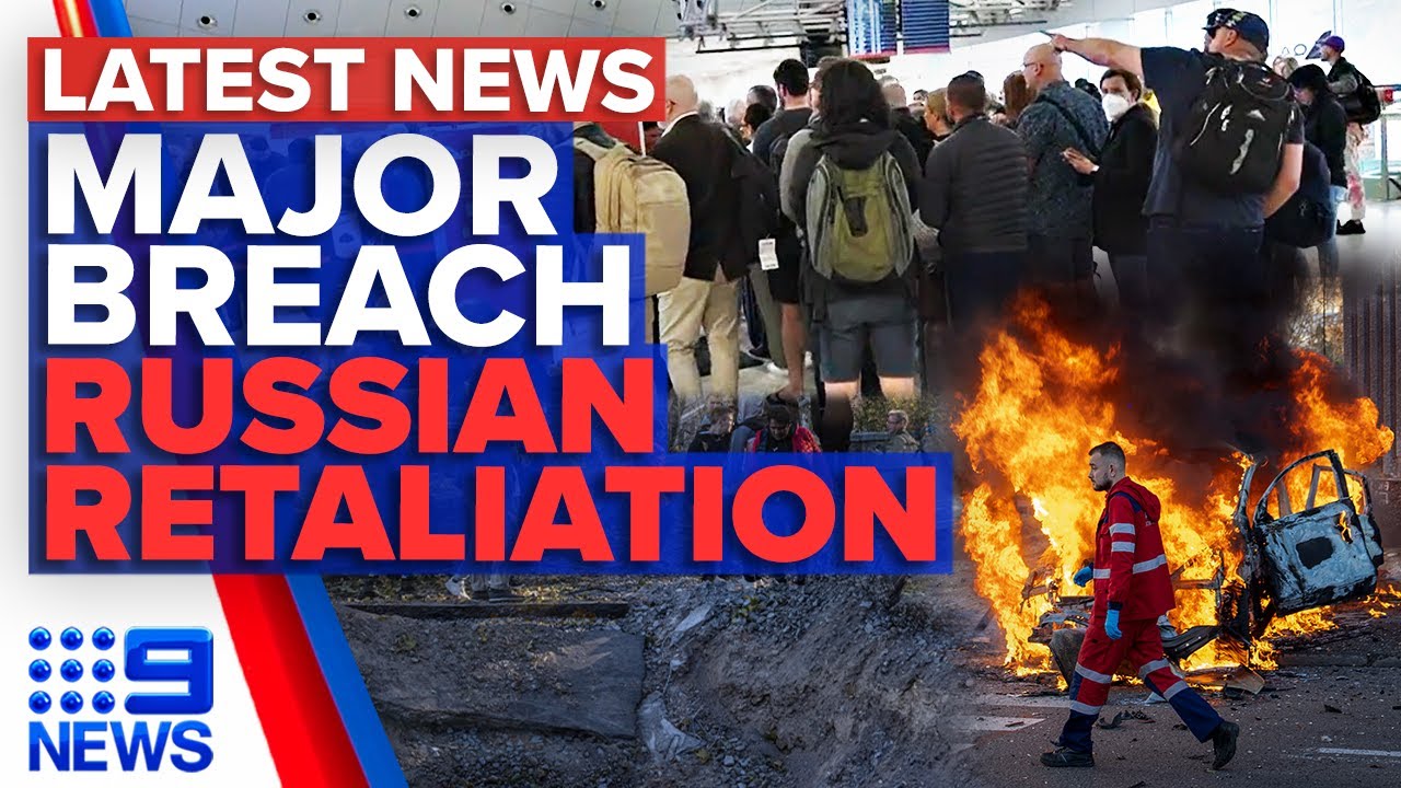 Chaos sparks at Melbourne Airport, Russia’s Ukrainian missile barrage | 9 News Australia