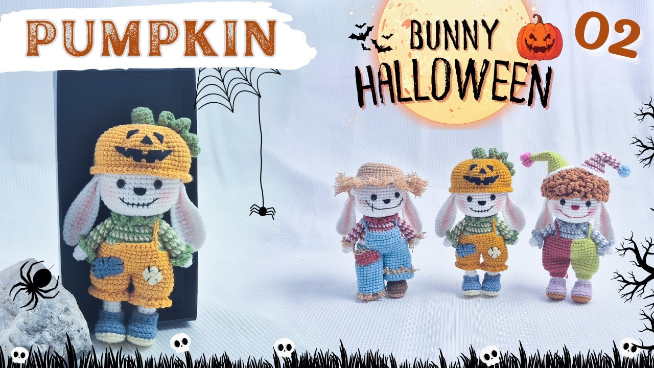 Crochet Amigurumi Bunny in Halloween Costumes - Part 02: Pumpkin Costume | NHÀ LEN