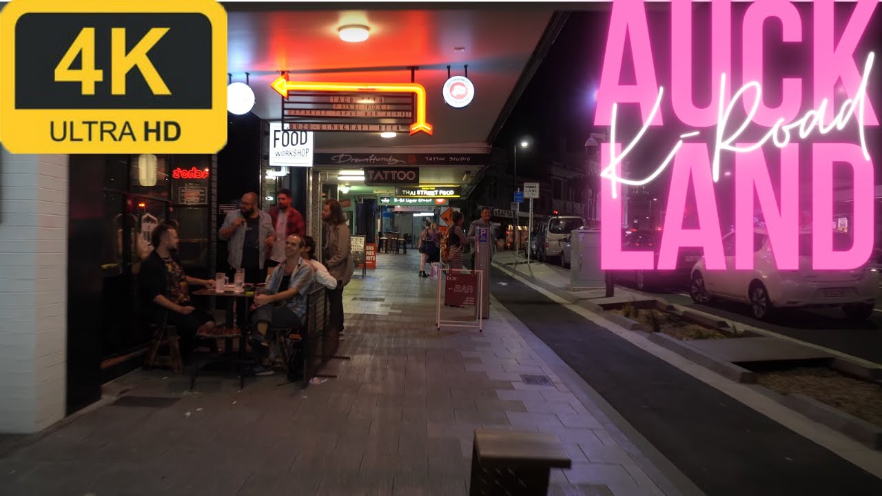 Walk in Auckland | Night Walk on K-Road | Bars & Restaurants | 4K