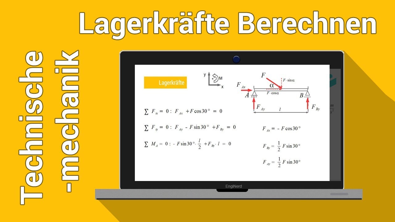Lagerkr&auml;fte Berechnen mit Summe der Kr&auml;fte und Momente | Statik | Technische Mechanik