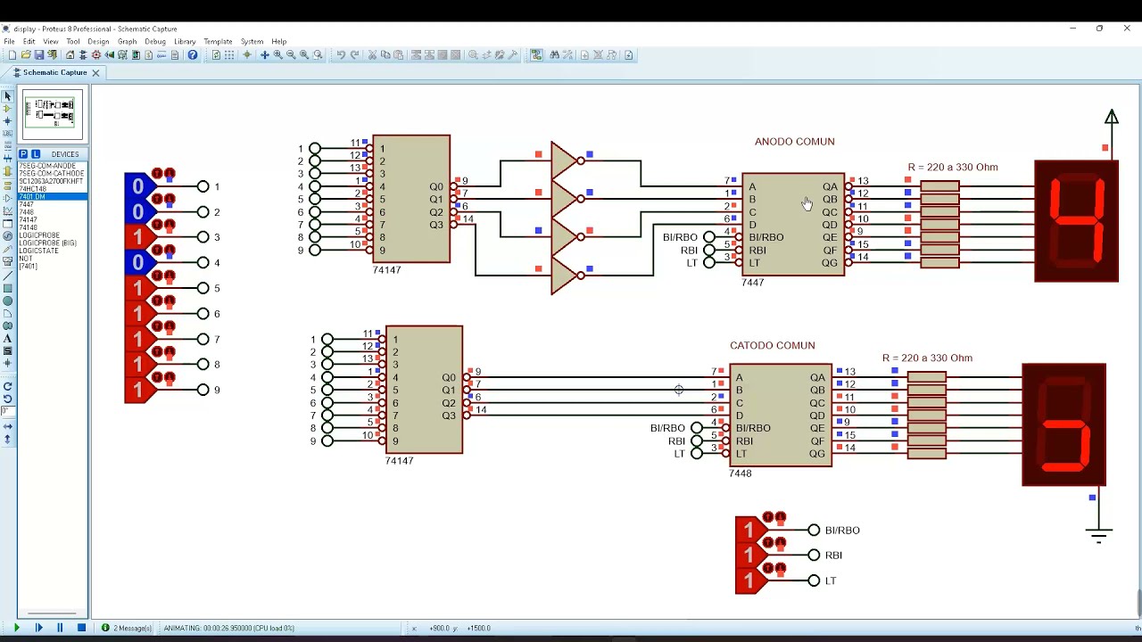▷🤖 Codificador 74147 y 74148 Simulacion Proteus | Cap&iacute;tulo 8 - Curso Electr&oacute;nica Digital