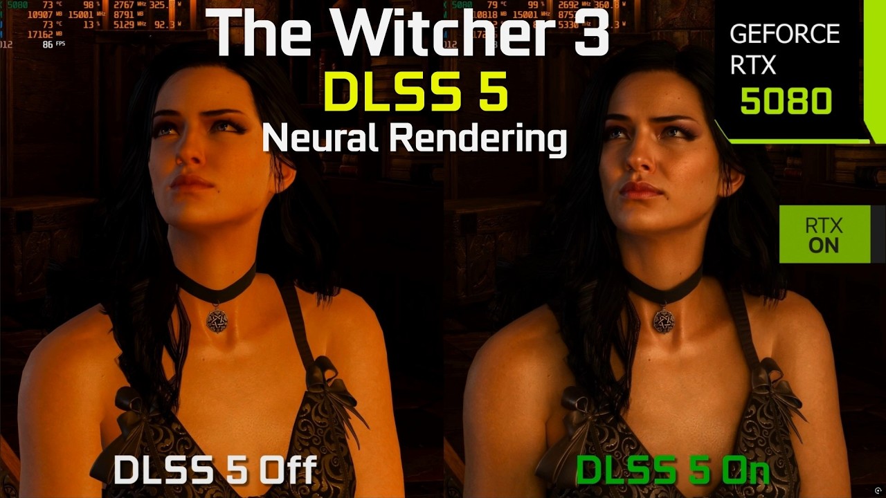 NVIDIA DLSS 5 Neural Rendering in The Witcher 3 - Graphics/Performance Comparison | RTX 5080