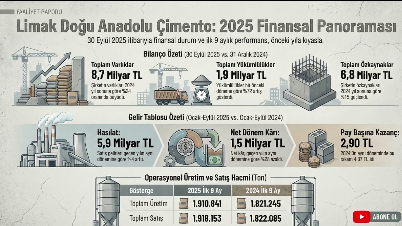 #LMKDC Limak Doğu Anadolu &Ccedil;imento 2025/9 Aylık Bilan&ccedil;o 9 Ayda 1,5 Milyar TL Net K&acirc;r | Detaylı Analiz