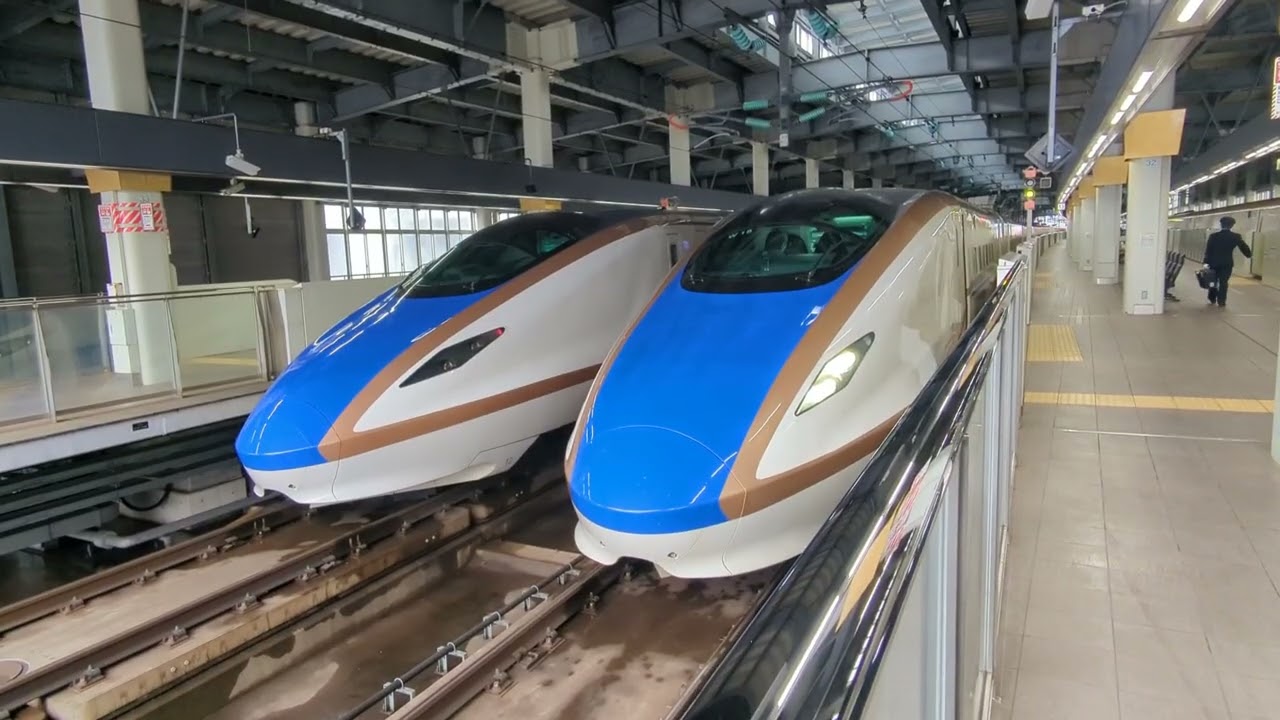 2026年2月11日JR西日本北陸新幹線金沢(駅)つるぎ号W7系W編成運行12番のりば到着→停車 W1編成1014Eつるぎ14号金沢着 13番のりば着発 W18編成21Eつるぎ21号(金沢·)敦賀行き