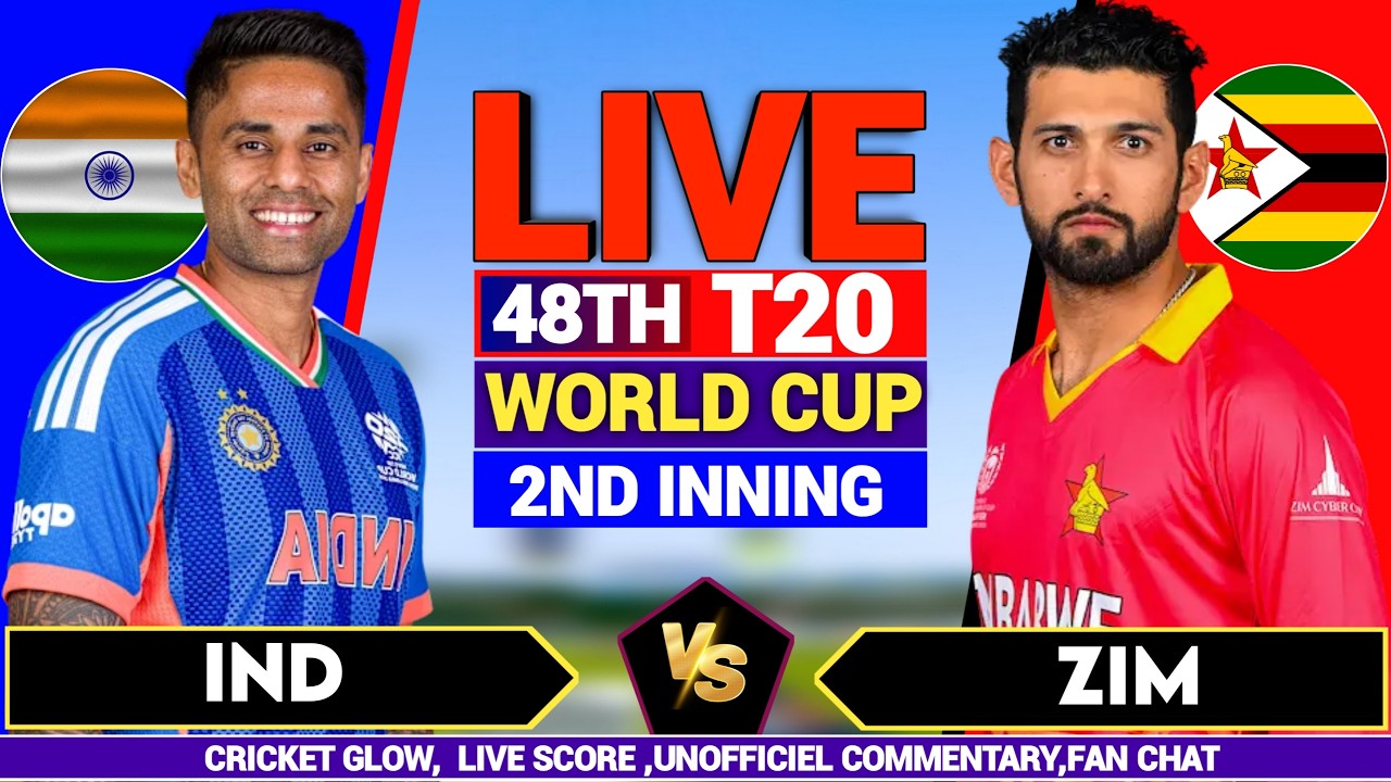 🔴Live: IND vs ZIM, T20 World Cup Super 8, 48th T20 | India vs Zimbabwe | live Score Commentary