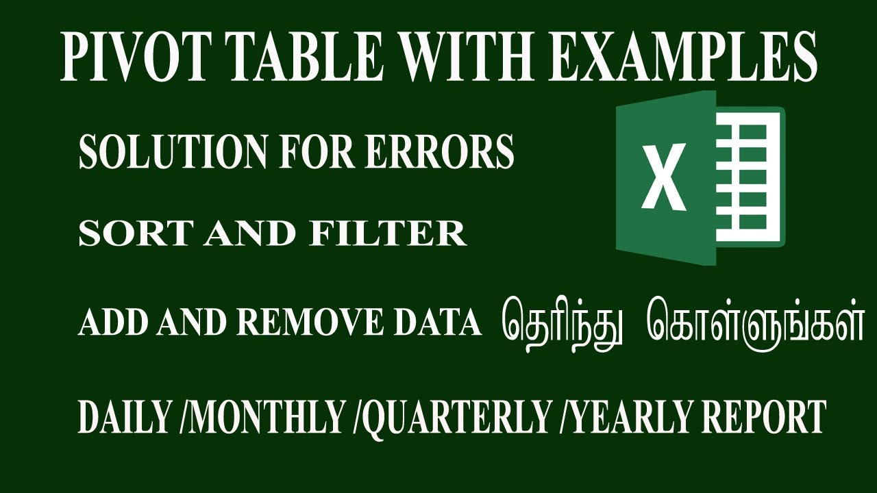 Basic and advanced pivot table in excel in Tamil With tricks and Tips | pivot table errors
