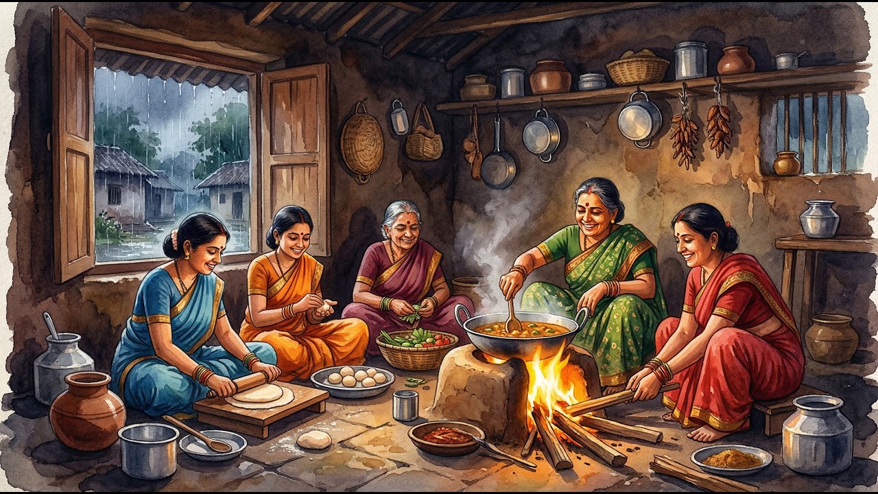 1970s Village Life | Peaceful Secret Village Morning | Rainy Night to Sunrise