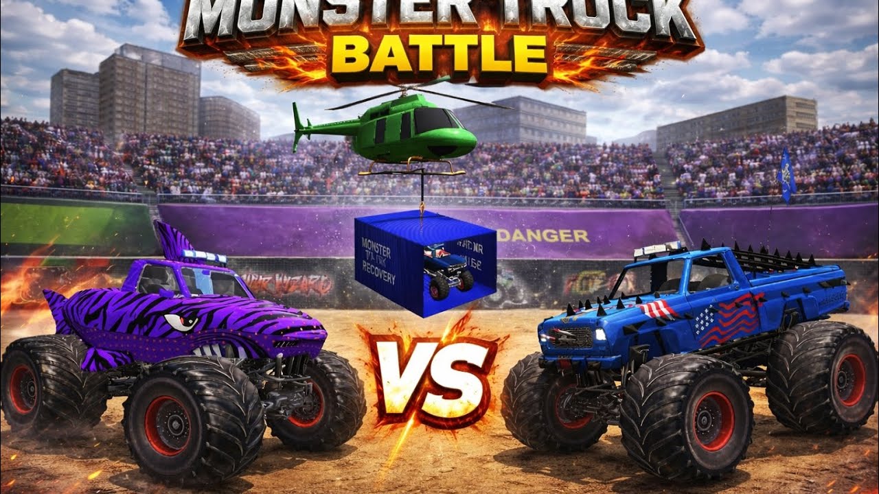 Monster Truck Battle VS Helicopter Drop | Epic Monster Truck Game Challenge#yt #viral #viralvideo 