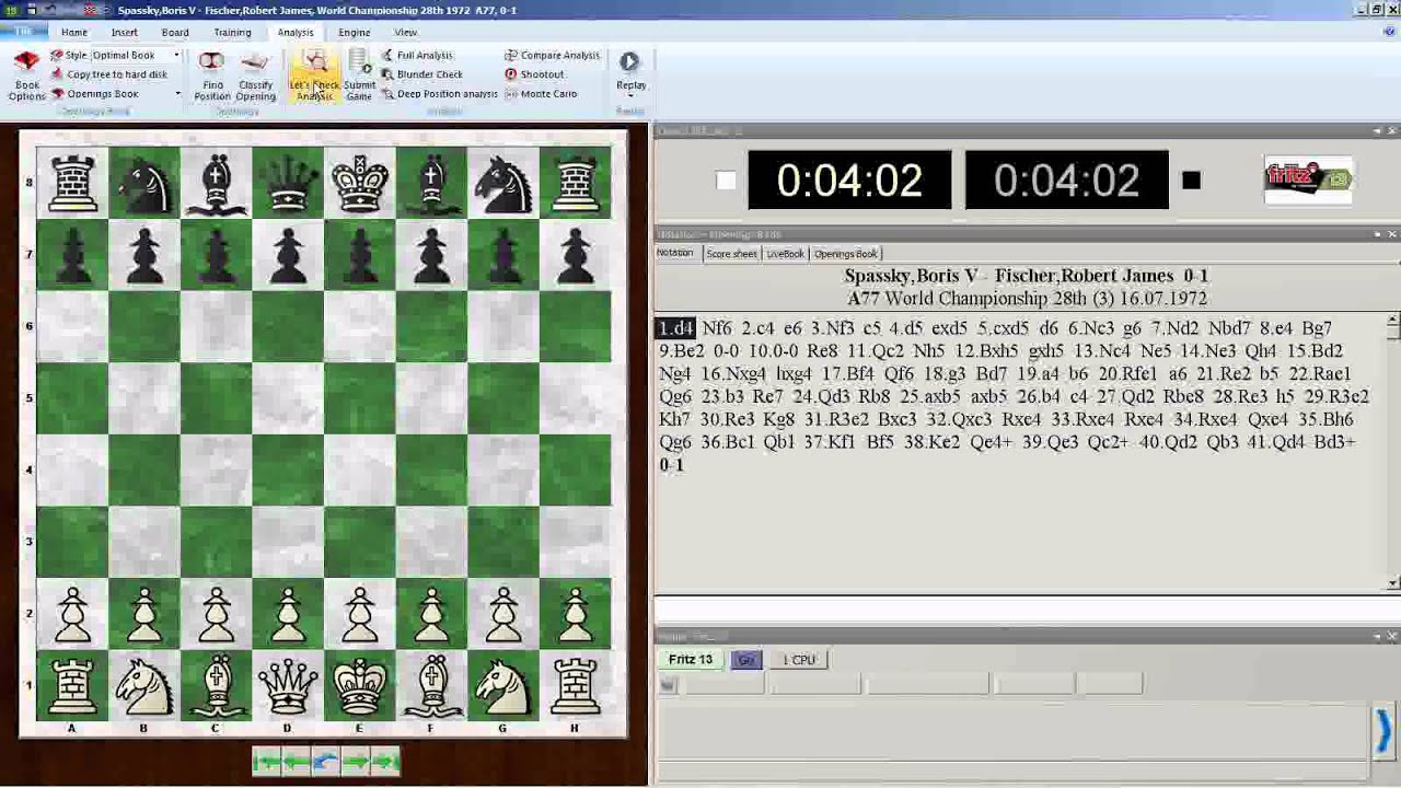Fritz13 - Retrieving existing game analysis stored the 