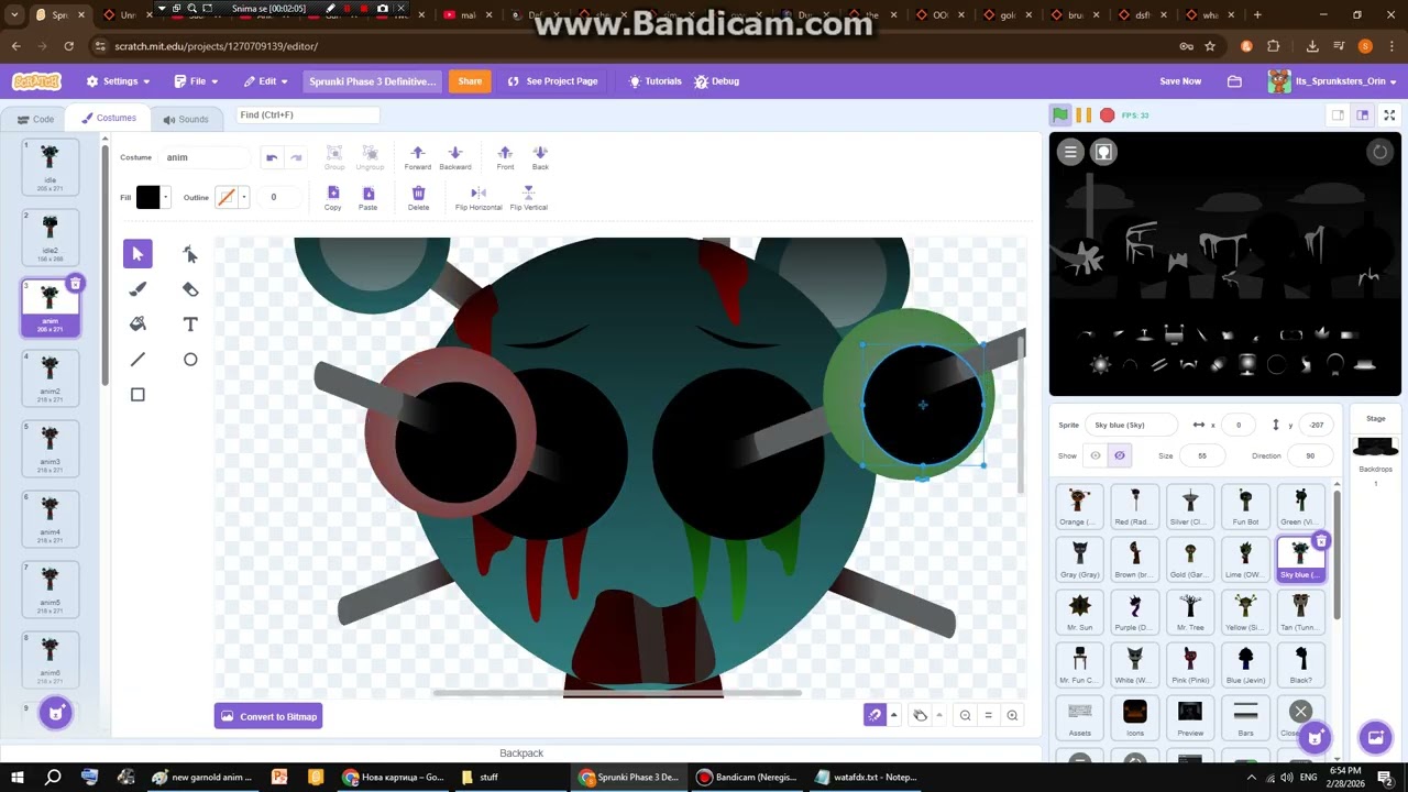 making a sprunki phase 3 definitive mod (sky)