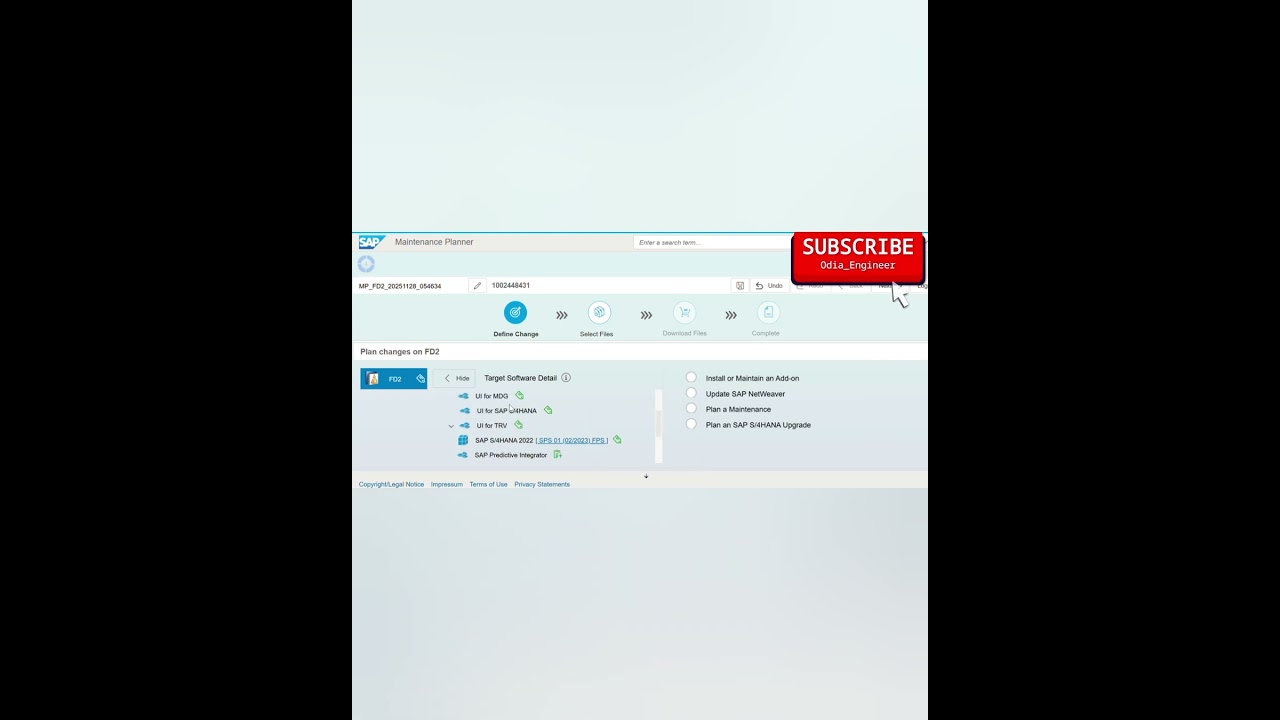 Сгенерируйте XML-файл стека в планировщике обслуживания и загрузите носитель для обновления SAP #...