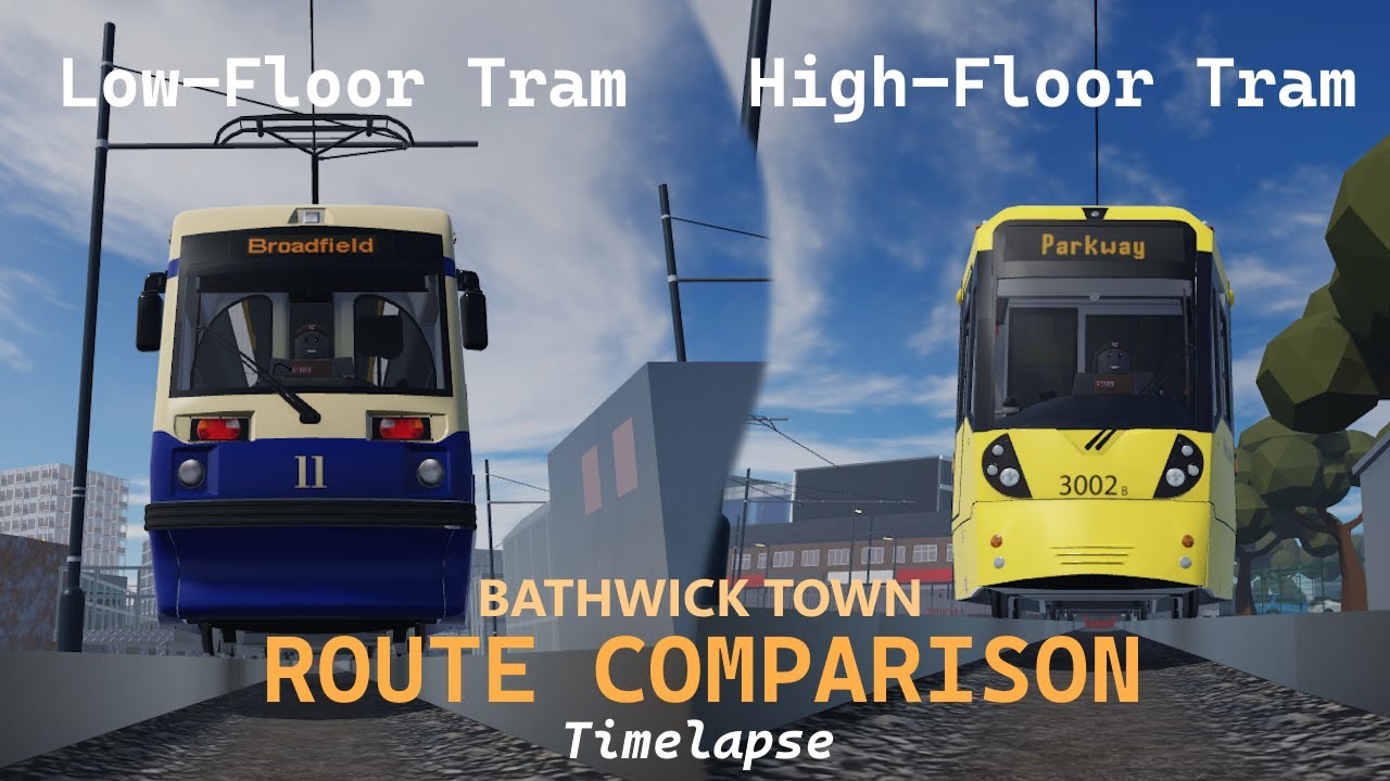 Roblox | Bathwick Town: High Floor Tram & Low Floor Tram Routes Comparison [Timelapse]