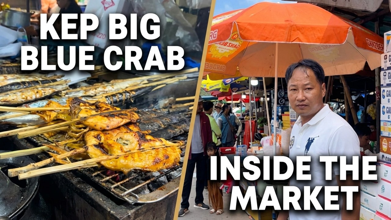 Kep Seafood Market Tour - Cambodia Street Food, Fish & Local Market Life