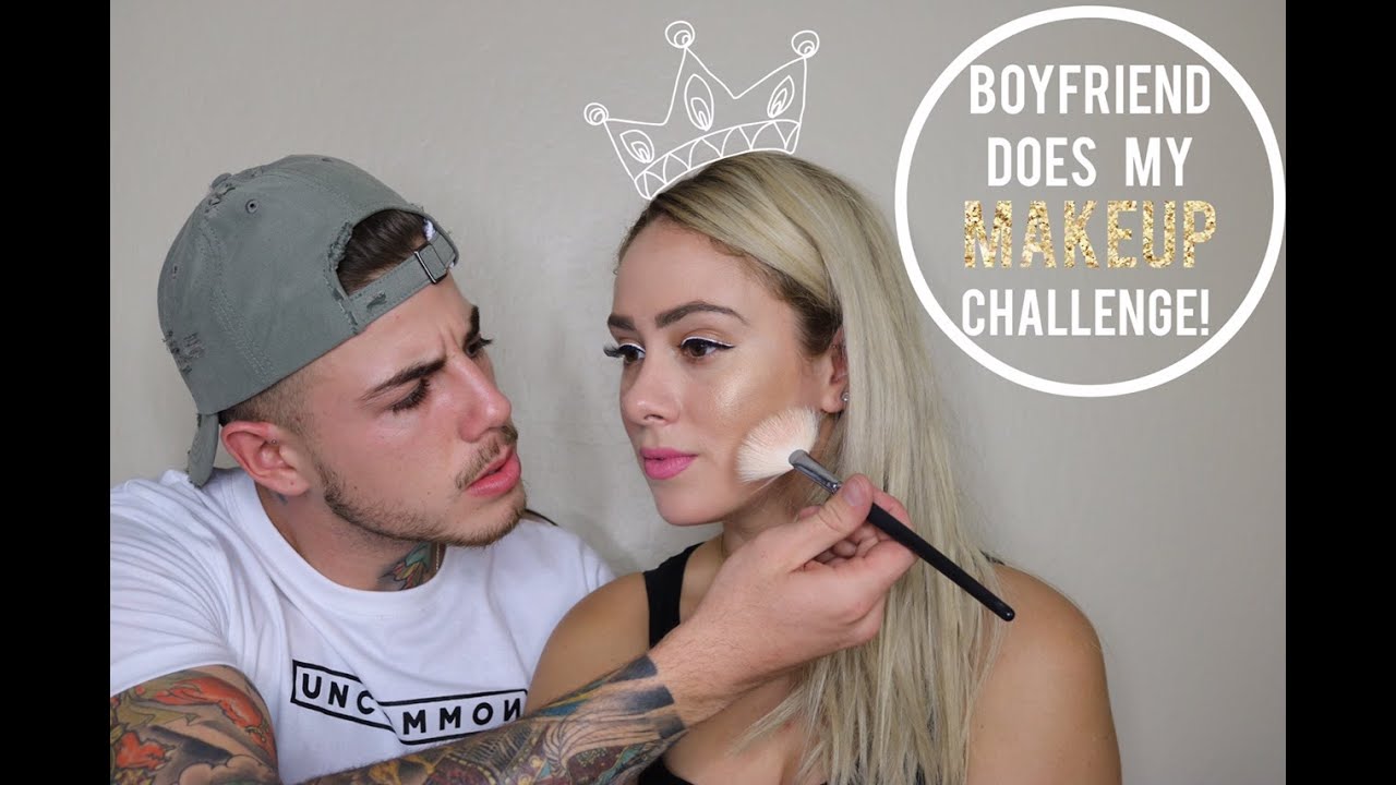 BOYFRIEND DOES MY MAKEUP CHALLENGE!