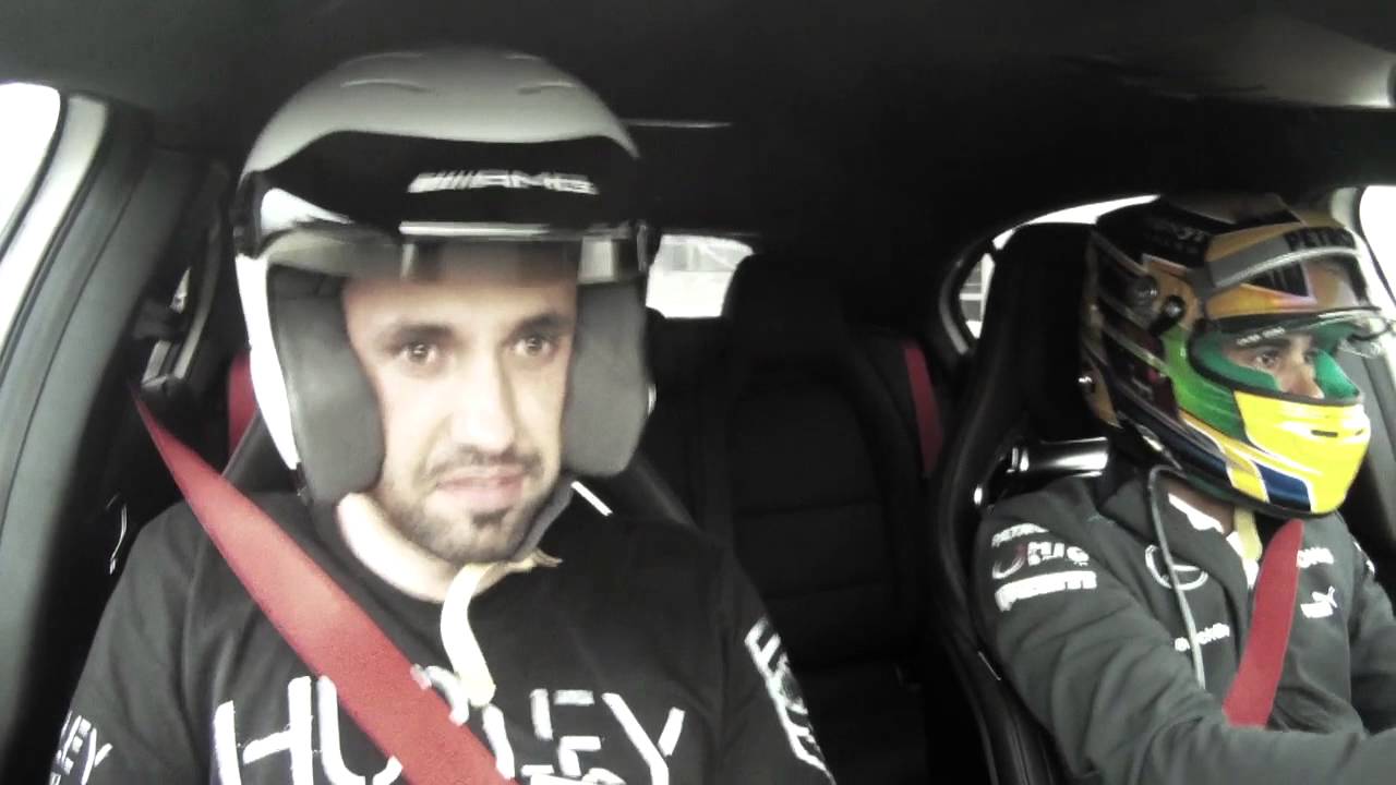 Lewis Hamilton drives the Mercedes-Benz A45 AMG
