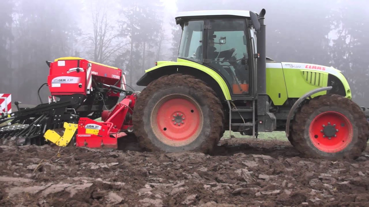 Claas Ares 617 mit Pöttinger Vitasem 301 Weizensähen 2013