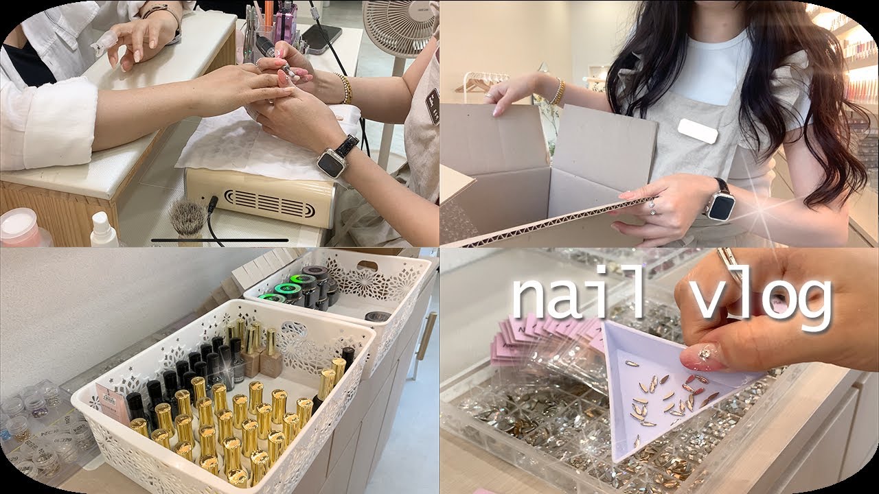 Nail Vlog | 네일샵브이로그 (드디어 돌아온 손!, 드릴제거부터 젤네일 시술하기, 기초젤 정리, 스와로브스키스톤 설명하며 정리하기, 네일 창업 수강하기)