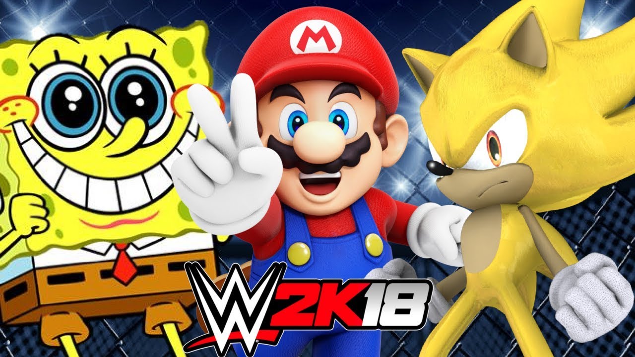 ГУБКА БОБ ПРОТИВ МАРИО ПРОТИВ СОНИКА! | Геймплей WWE 2K18