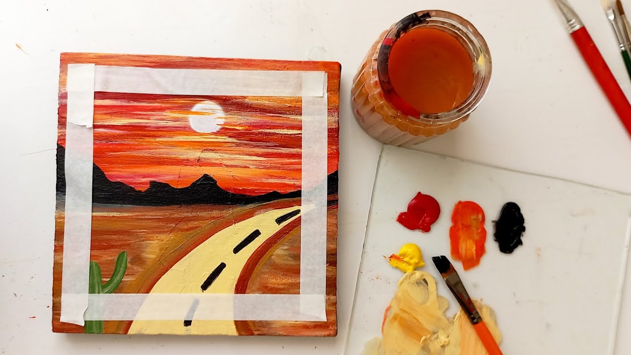 Painting Road Landscape- Acrylic Painting 🛣🎨