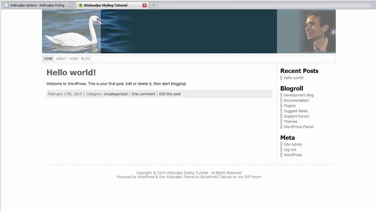 Atahualpa theme styling video tutorial, part 2, from  