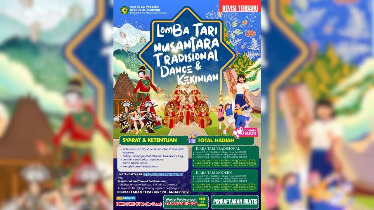 LOMBA TARI NUSANTARA TRADISIONAL DAN DANCE KEKINIAN SMP ISLAM TERPADU NGASEM