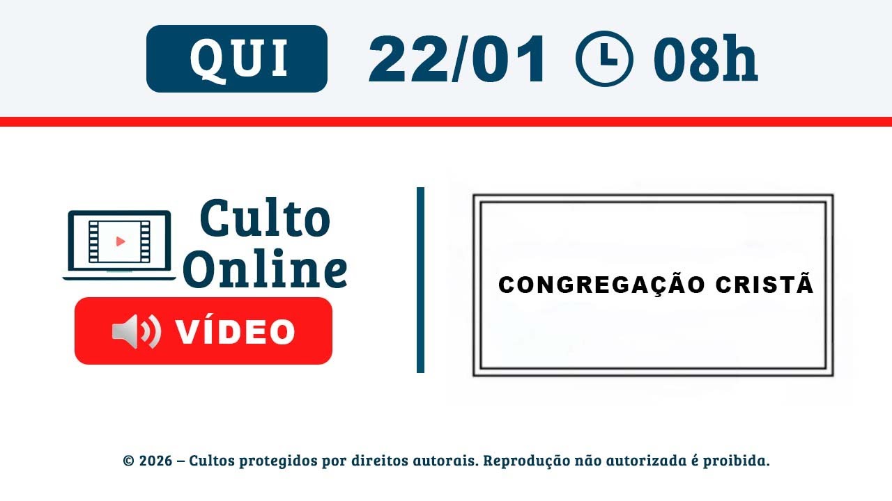 CULTO ONLINE CCB - 22/01/2026 - PALAVRA SALMO 103 - CCB Santo Culto a Deus