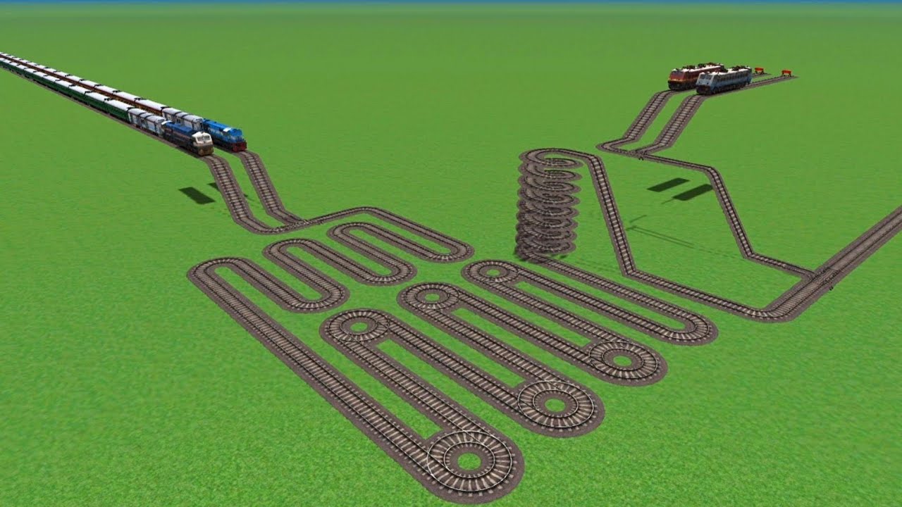 Indian Trains Crossing Bumpy Forked Railgadi Tracks//Railroads Daimond At Branch Railways