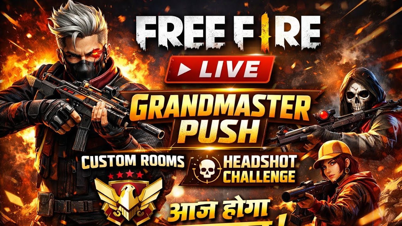 FREE FIRE LIVE 🔥 Grandmaster Push | Custom Room | Hindi Gameplay dinu balesar009