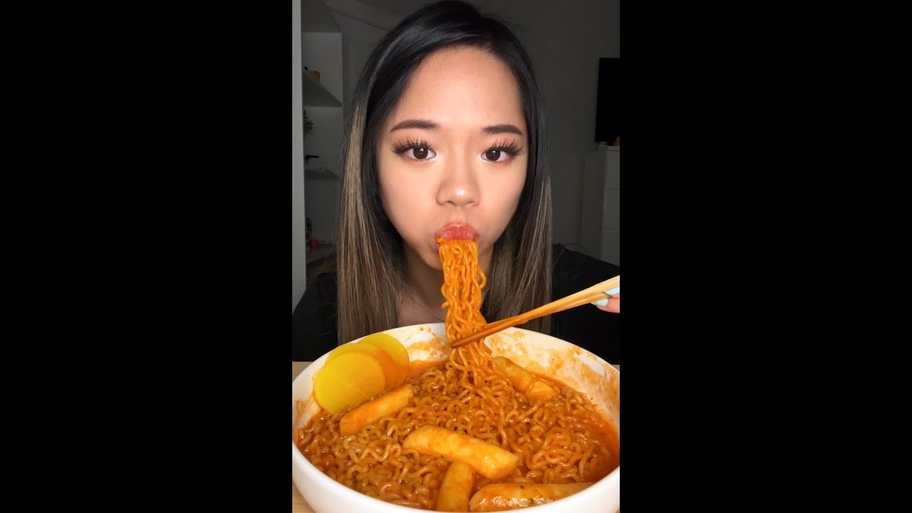 ASMR SPICY CHEESE RAMEN | Eating Sounds