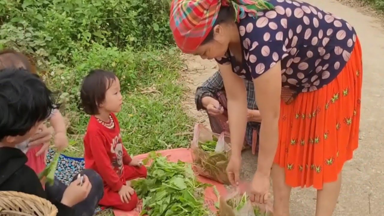 Day in Village Life: Father & Son Picking Vegetables and Cutting Firewood