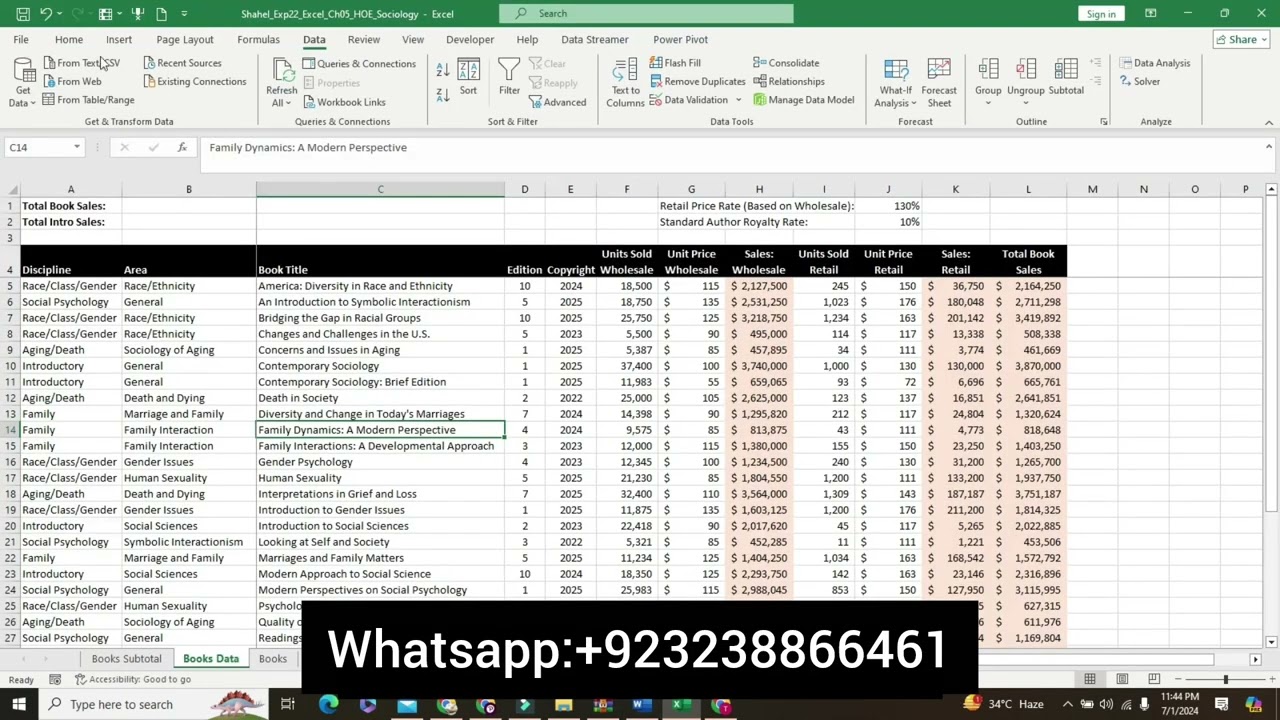 Exp22 Excel Chapter 05 HOE Sociology 1.1 Hands-On Exercise Step-by-Step MyITLab Solution|100% Grades