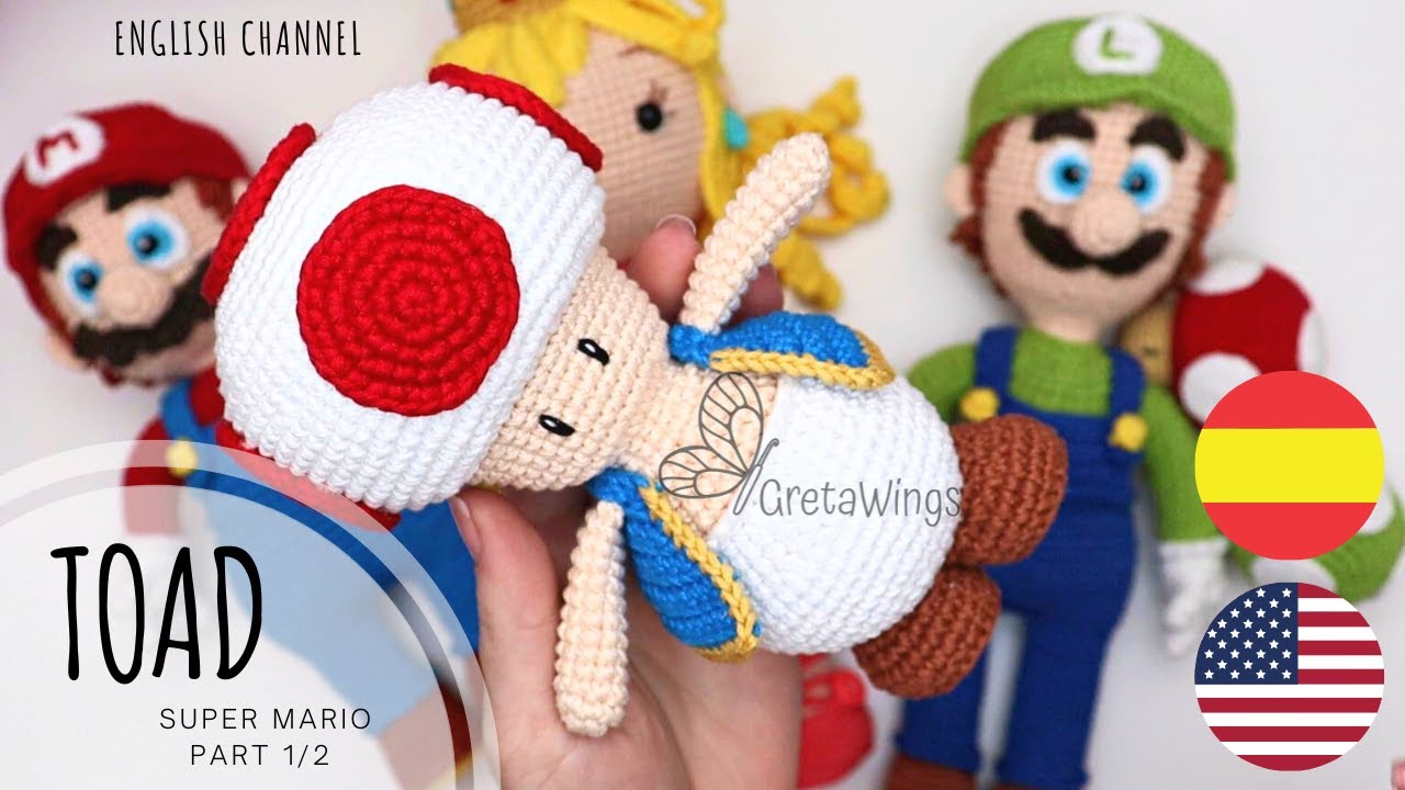 Toad Amigurumi/ Mario Bros Series - Tutorial Part 1/2 Sub 🇺🇸🇪🇸/ GretaWings