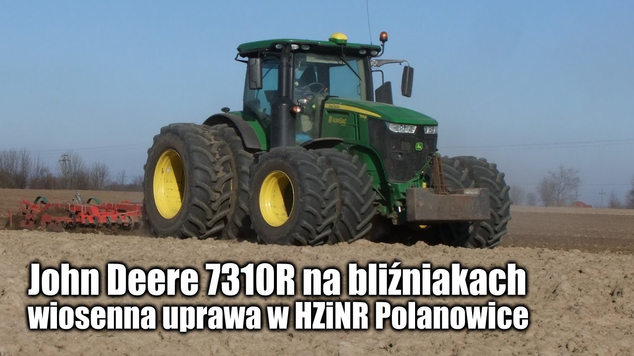 John Deere 7310R na bliźniakach - wiosenna uprawa w HZiNR Polanowice