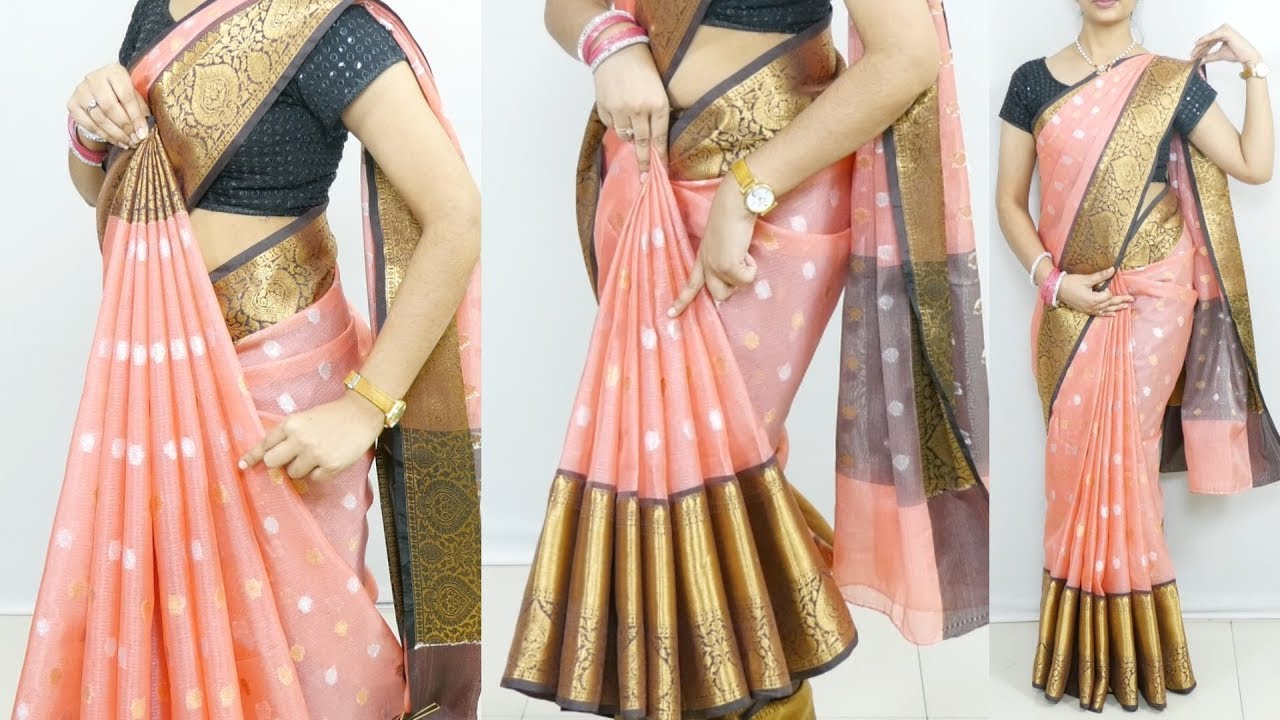 Amazing Tissue silk saree perfect draping tips | how to wear saree| perfect shoulder & Hip pleats