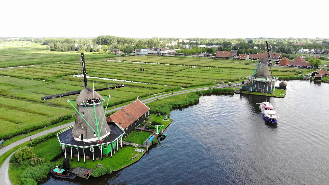 [4k Drone] Biking to Zaanse Schans from Amsterdam