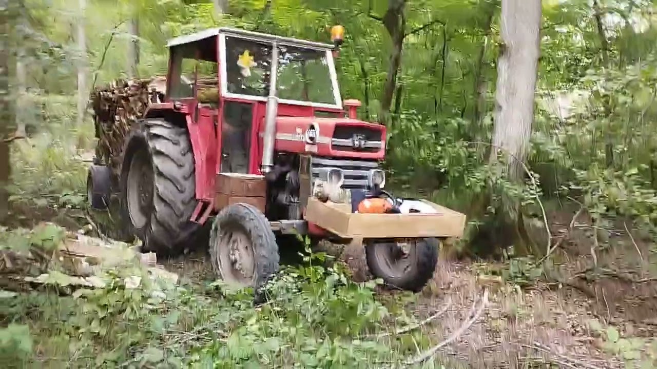 massey Ferguson 165 , remorque 5 stères.❤️🤍 débardage bois avec les nouveaux crans👌🏼