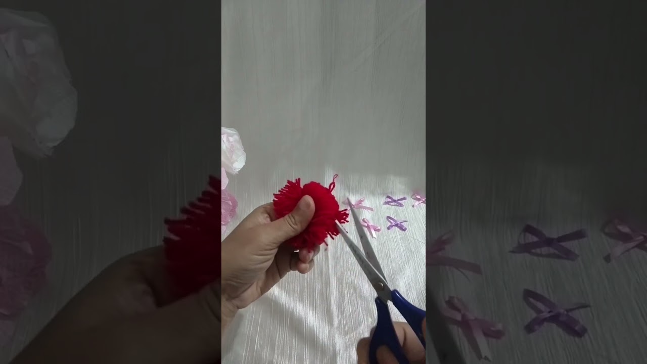 How to make heart pom pom👀🖐🏻🩷