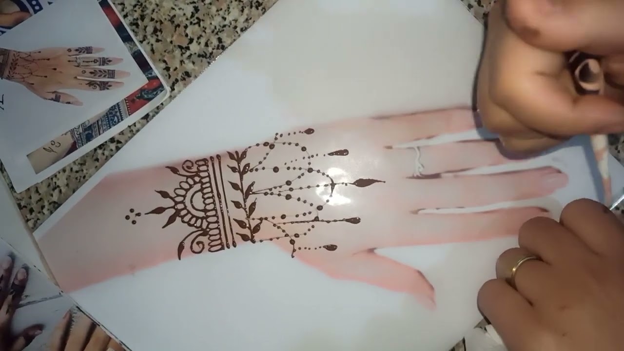 تعليم رسم الحنه علي الايد رسم حنه بسيط وسهل مع فاطيما