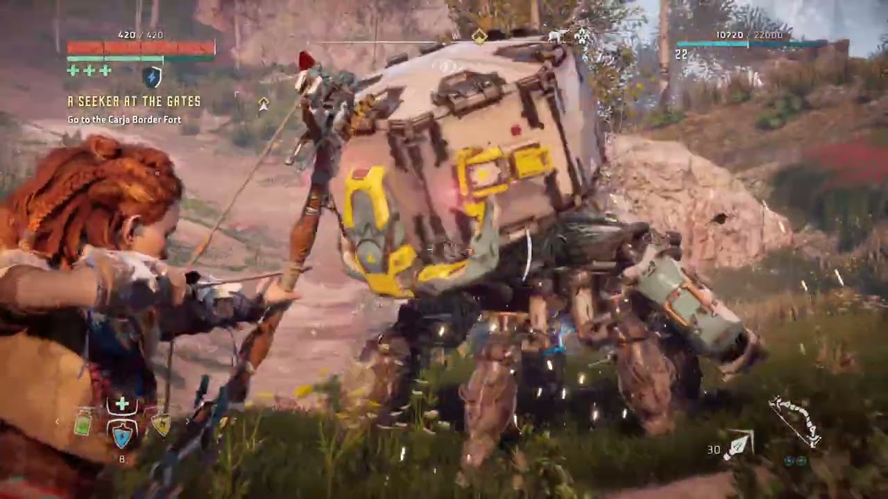 Horizon Zero Dawn (blind): #18 Valleymeet Hunting Ground + Climbing Mountains