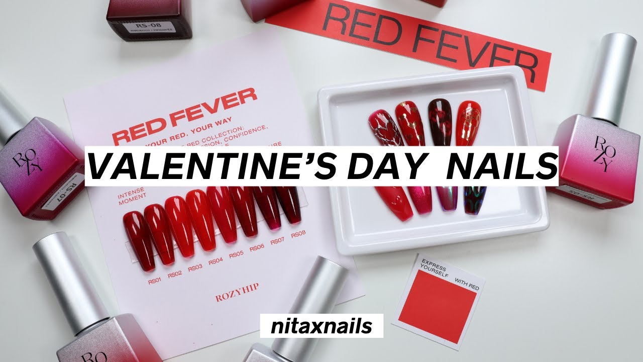 Creating 8 Different Valentine's Day Nail Looks Using the Rozyhip Red Fever Collection
