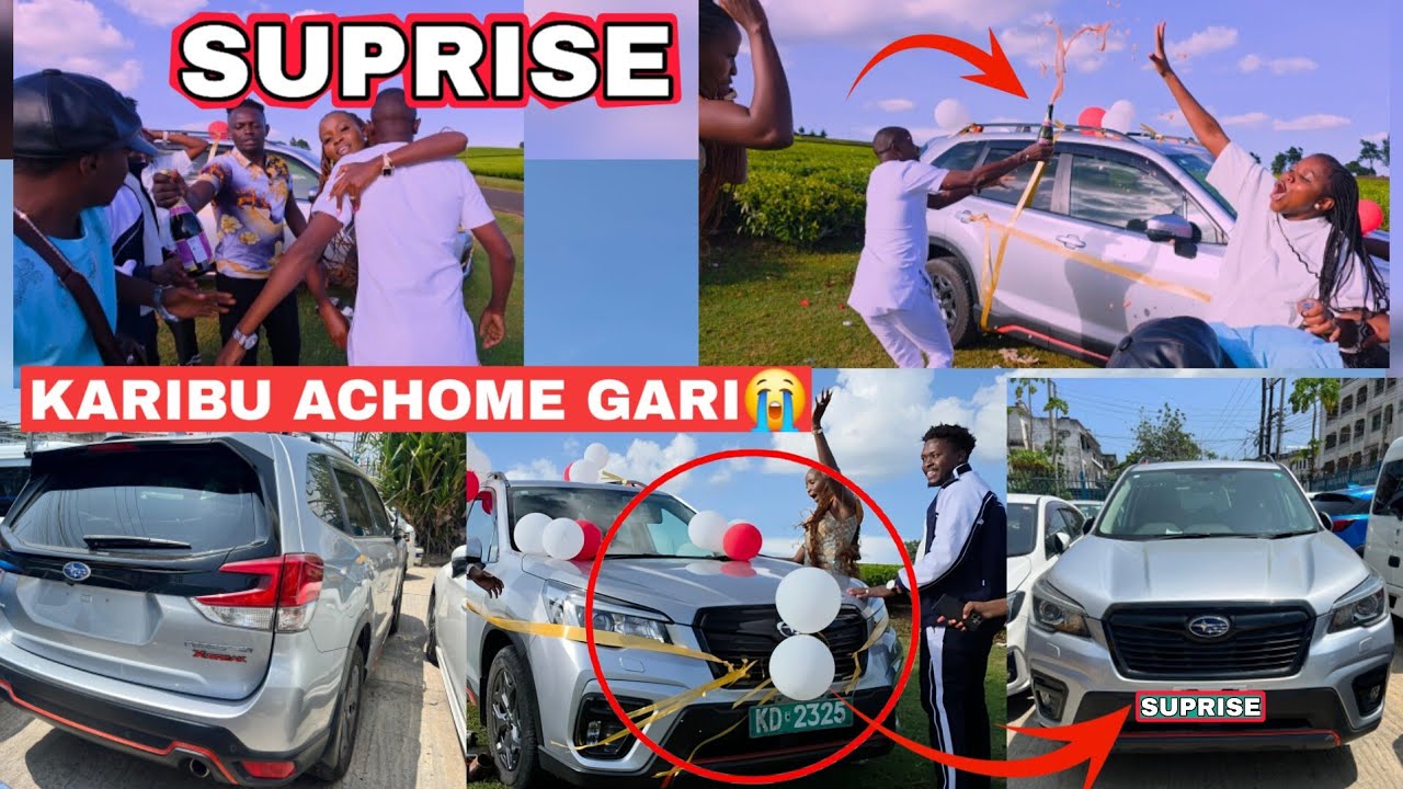 He almost put anew car on fire😭 big suprised to hubby Hon. Otundo real Prank Subaru Forester Suprise